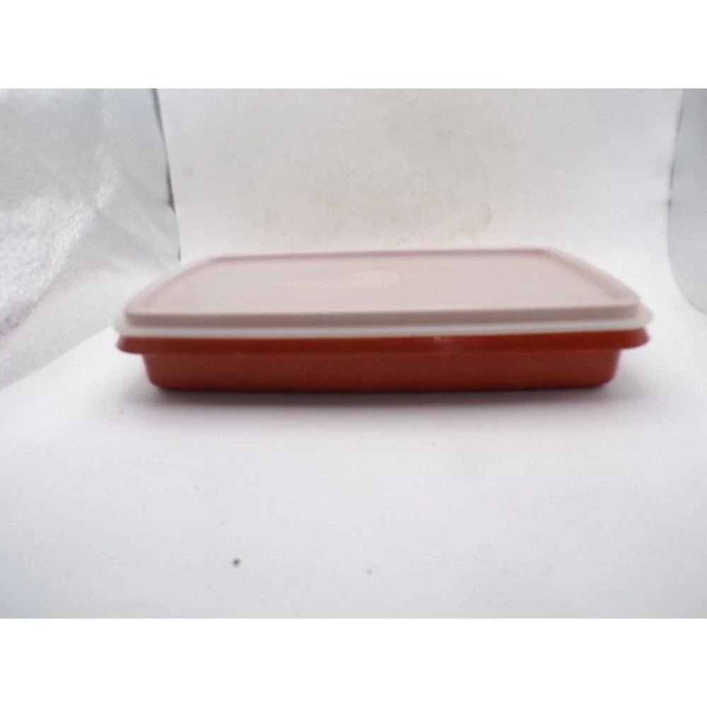 Vintage Tupperware Burnt Orange Rectangular Storage Container 816-13 with Lid
